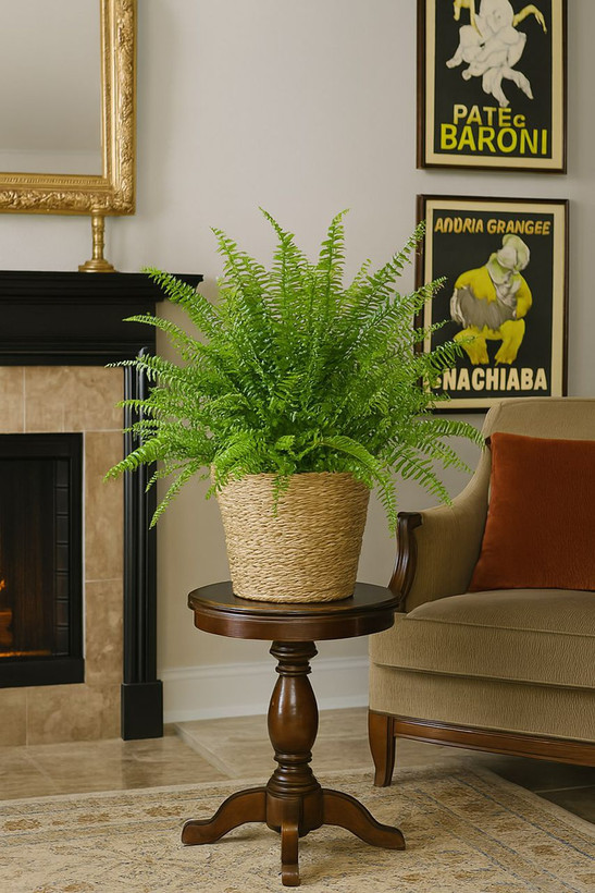 سرخس سطل 7 با گلدون حصیری